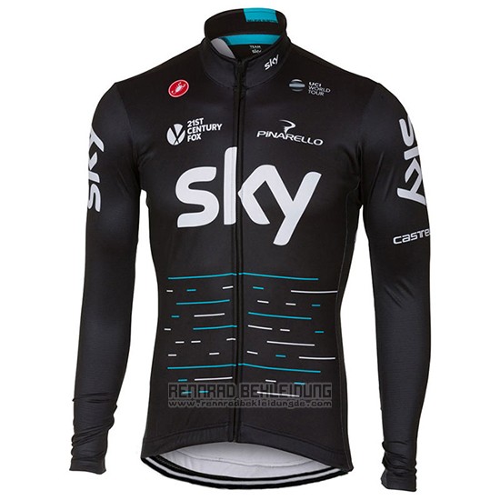 2017 Fahrradbekleidung Sky Shwarz Trikot Langarm und Tragerhose - zum Schließen ins Bild klicken